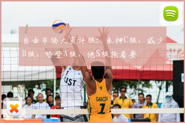 自由市场大鱼评级:米神C级,威少B级,哈登A级,他S级抢着要